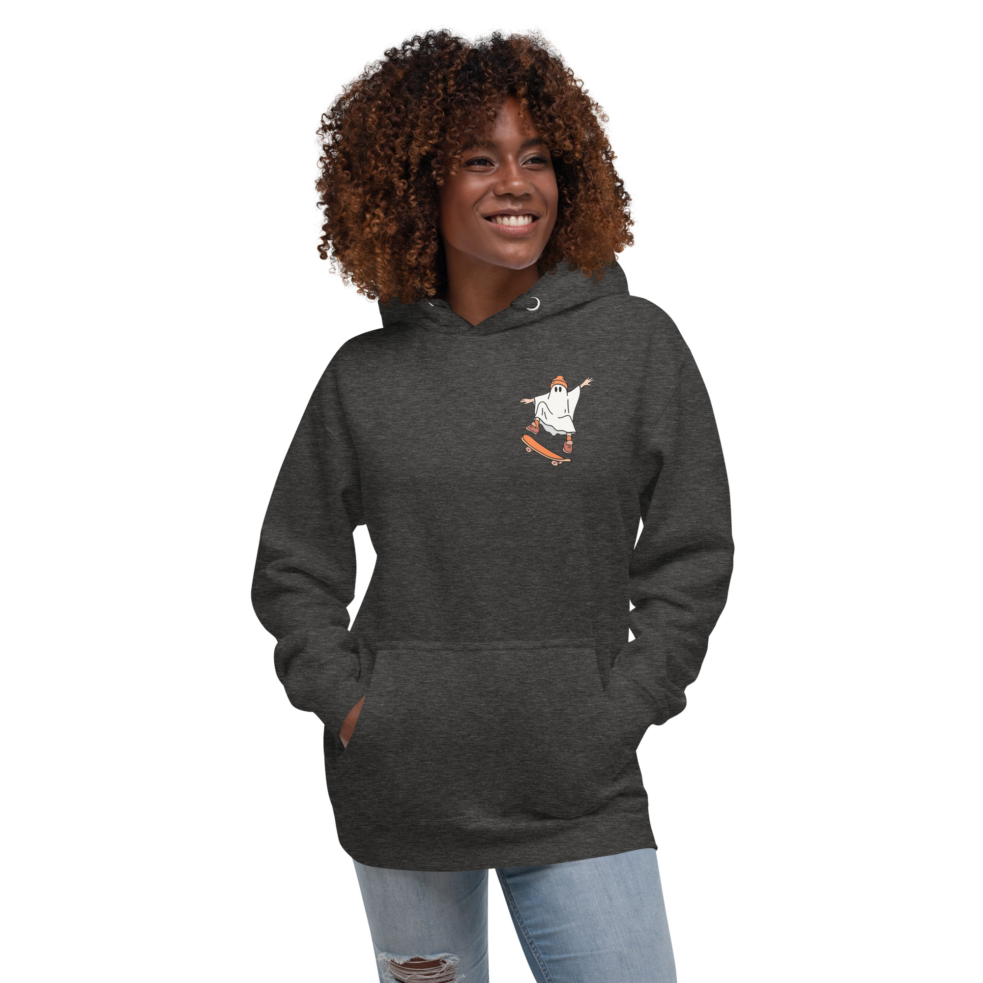 Skateboarding Ghost Unisex Hoodie - Red Surge Apparel